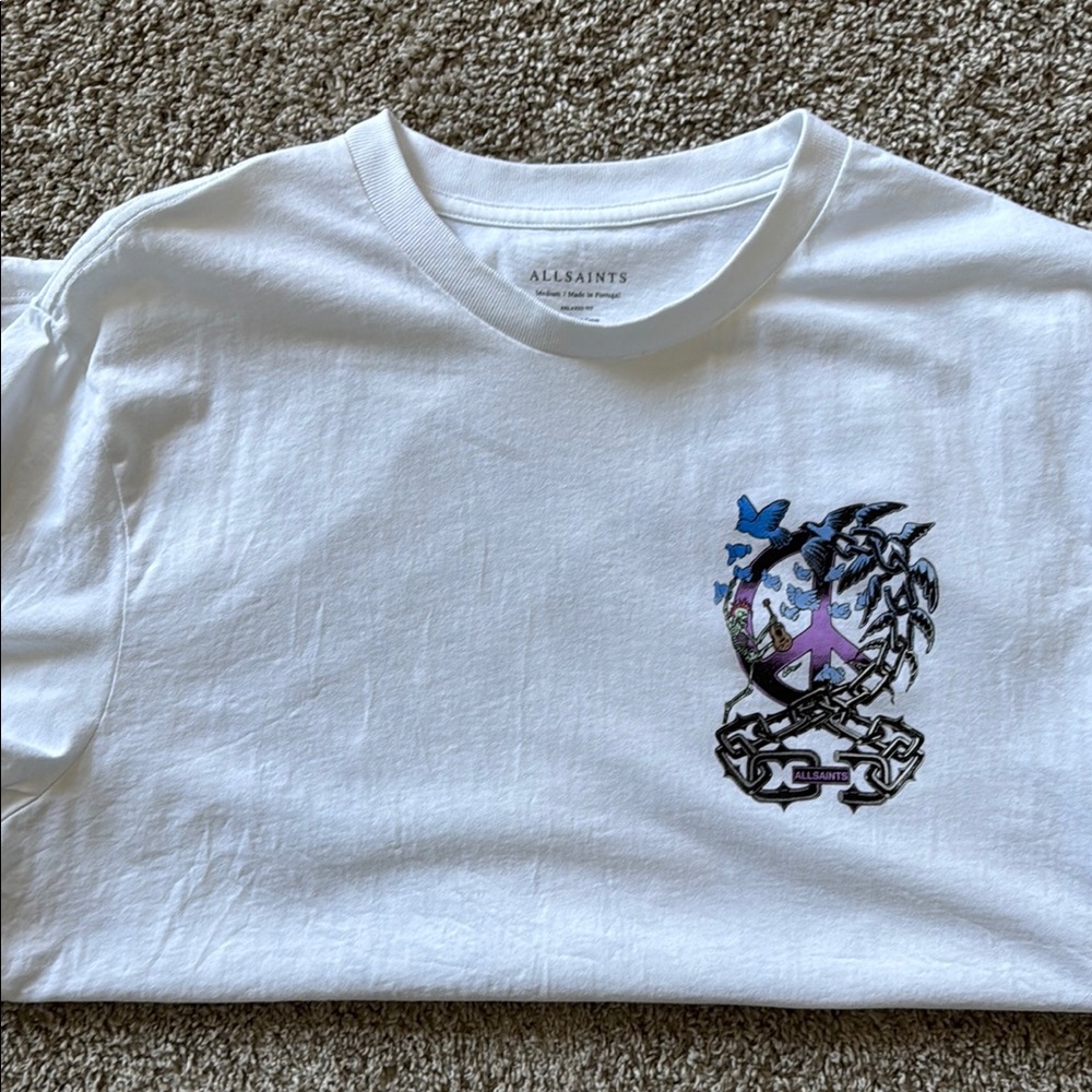 AllSaints White Graphic T-Shirt